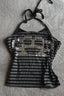 Striped Vintage Rhinestone Knuckle Print Halter Top