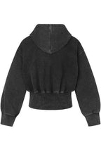 Washed Studded Cropped Zip Hoodies
