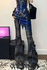 Y2K High-Waist Slim Bootcut Denim Pants