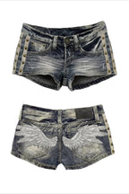 Studded Embroidered Denim Hot Pants