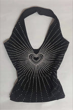 Heart Rhinestone Halter Top
