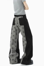 Star Panel Contrast Denim Pants