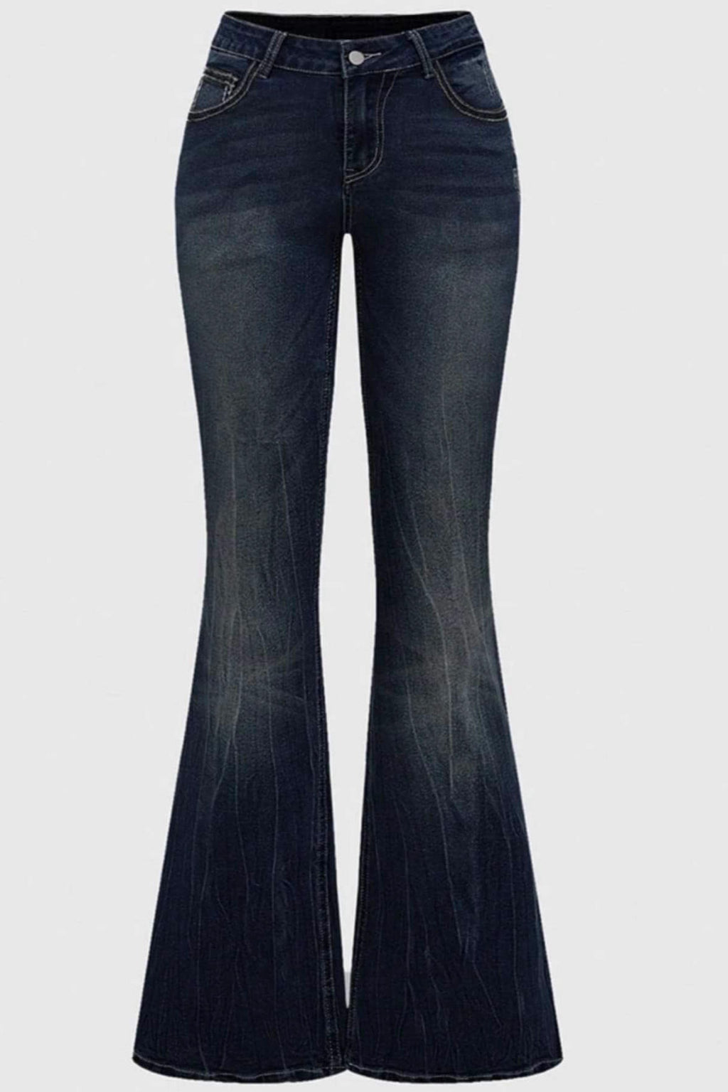 Cross Embroidered Flare Jeans