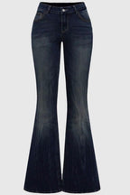 Cross Embroidered Flare Jeans