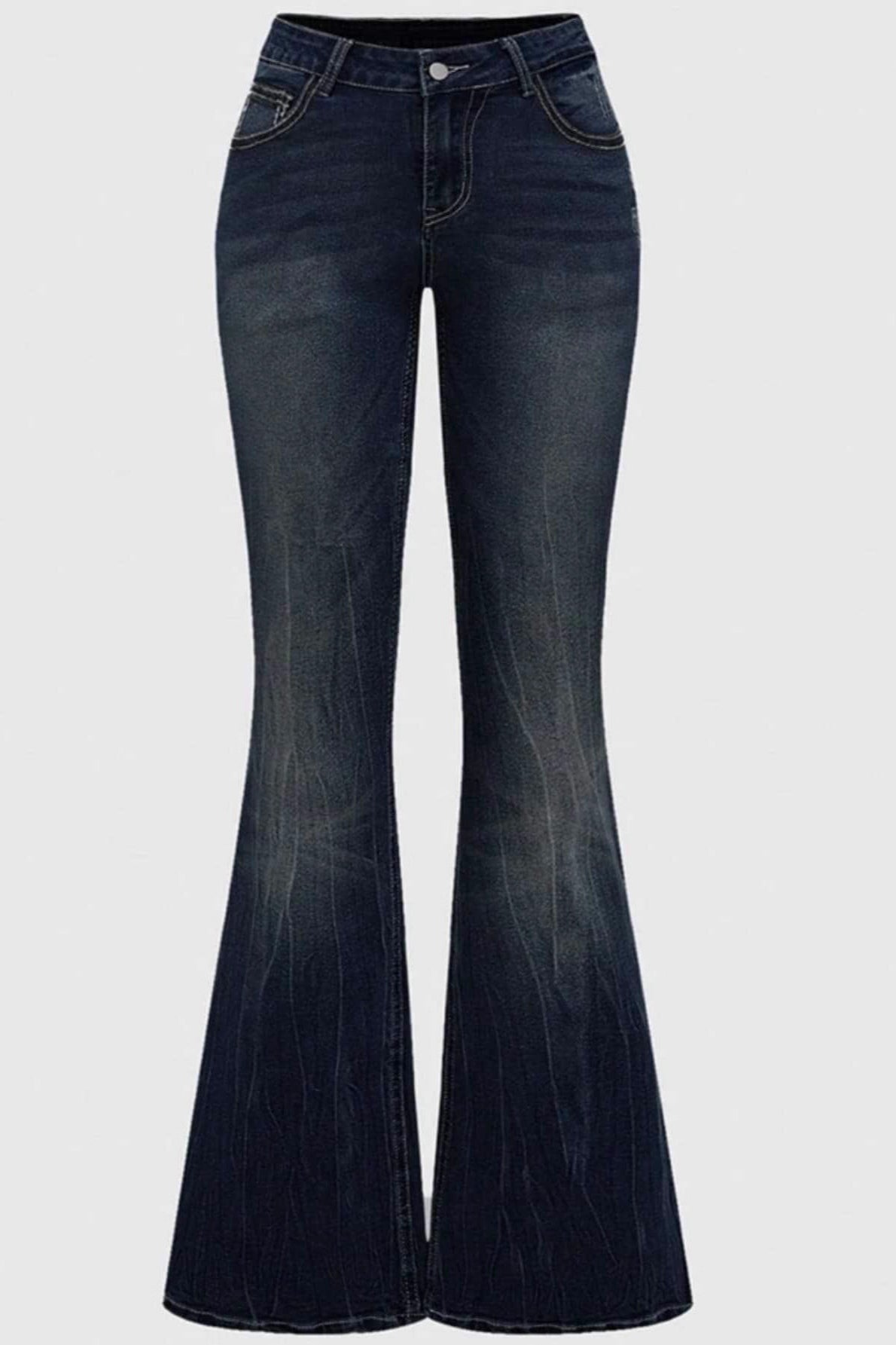 Cross Embroidered Flare Jeans