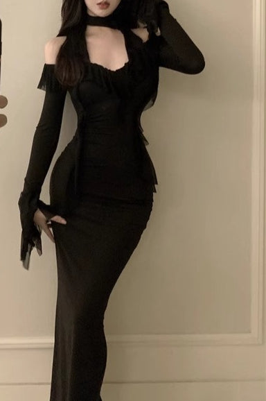 Black Sheer Off Shoulder Maxi Dress Main image