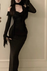 Black Sheer Off Shoulder Maxi Dress