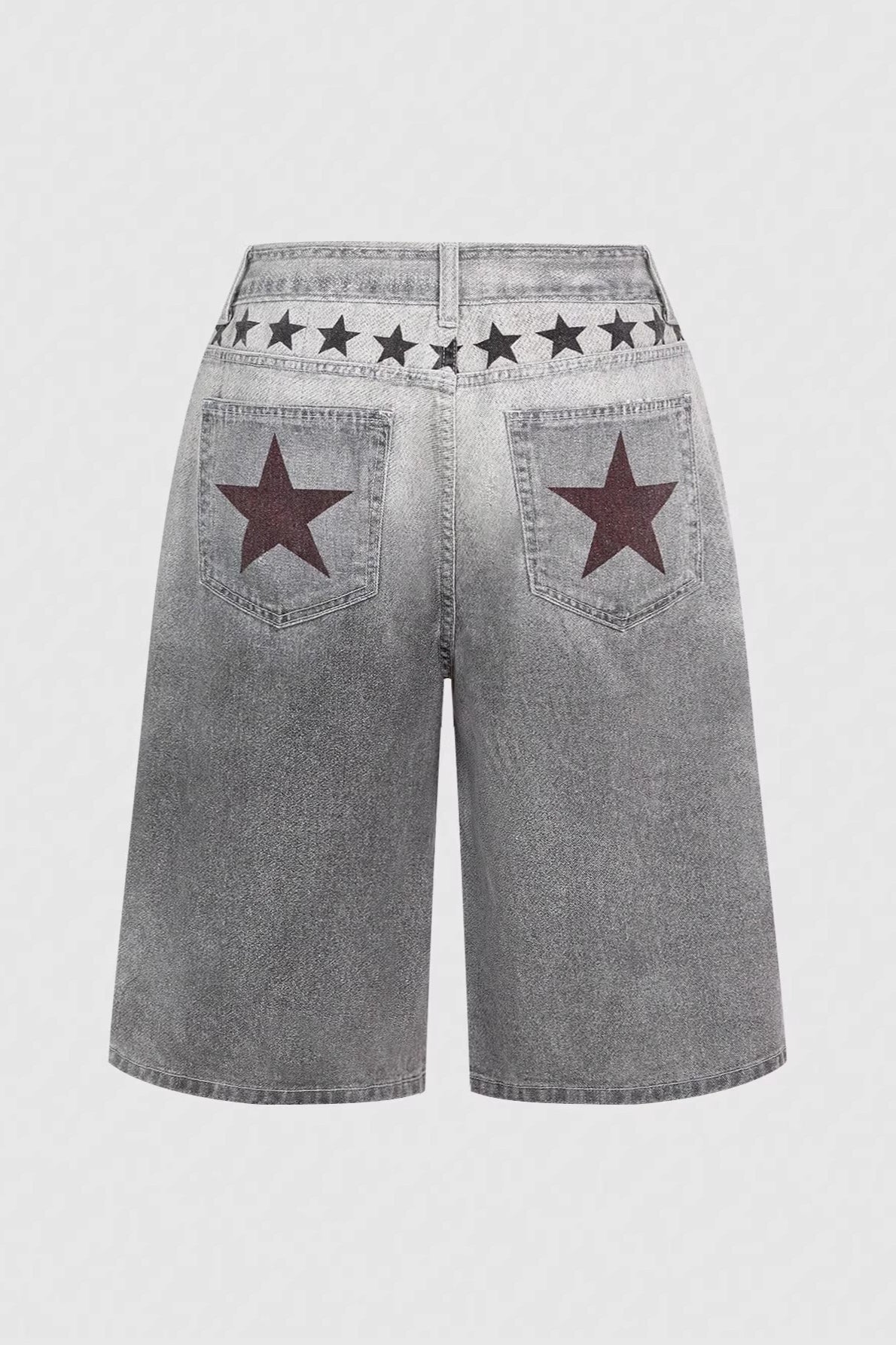 Music Note Washed Denim Bermuda Shorts Secondary image