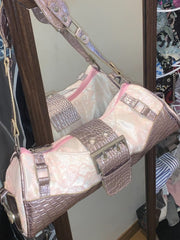Y2K Mesh Lace Snake Print Shoulder Bag