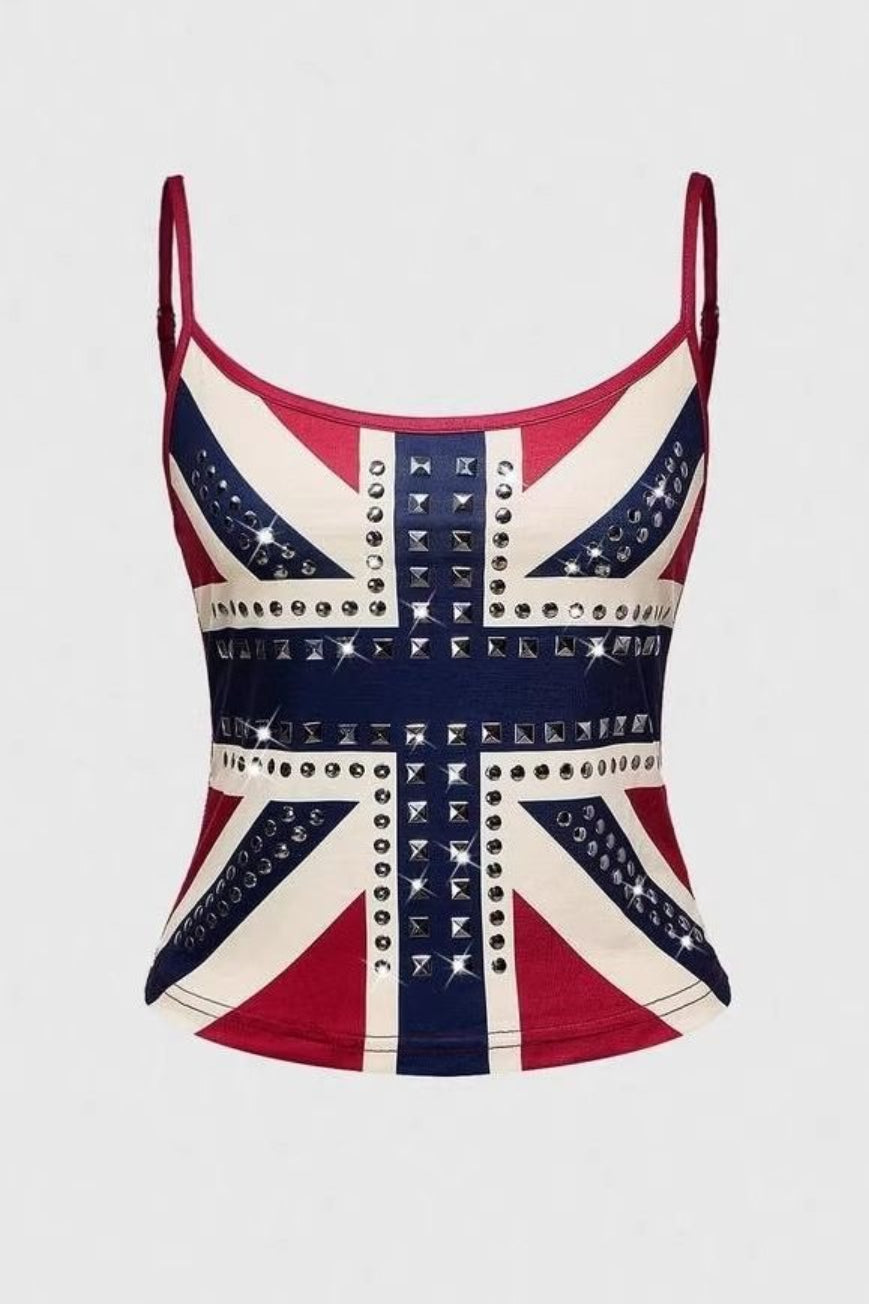 Vintage Punk Rhinestone Print Cami Secondary image