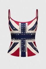 Vintage Punk Rhinestone Print Cami
