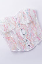 Sheer Sequin Strapless Boned Corset