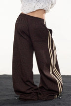 Side Stripe Drawstring Wide Pants