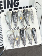 Metallic Mirror Punk Stiletto Press On Nails
