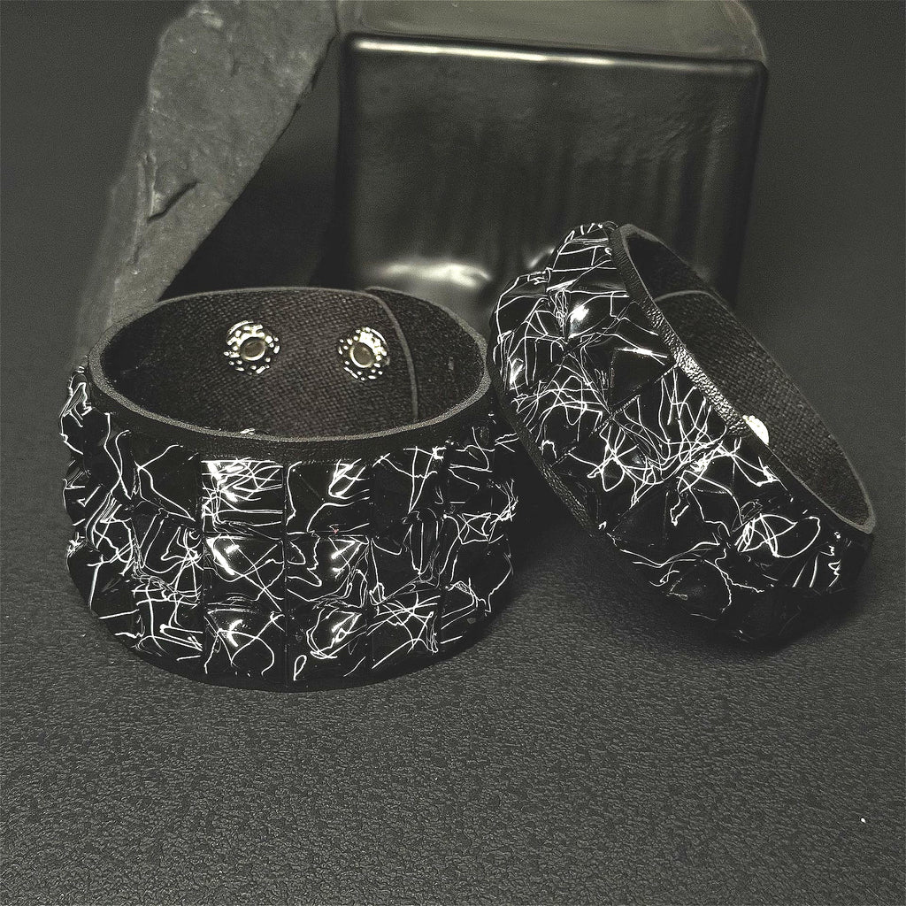 Punk Black & White Square Stud Bracelet