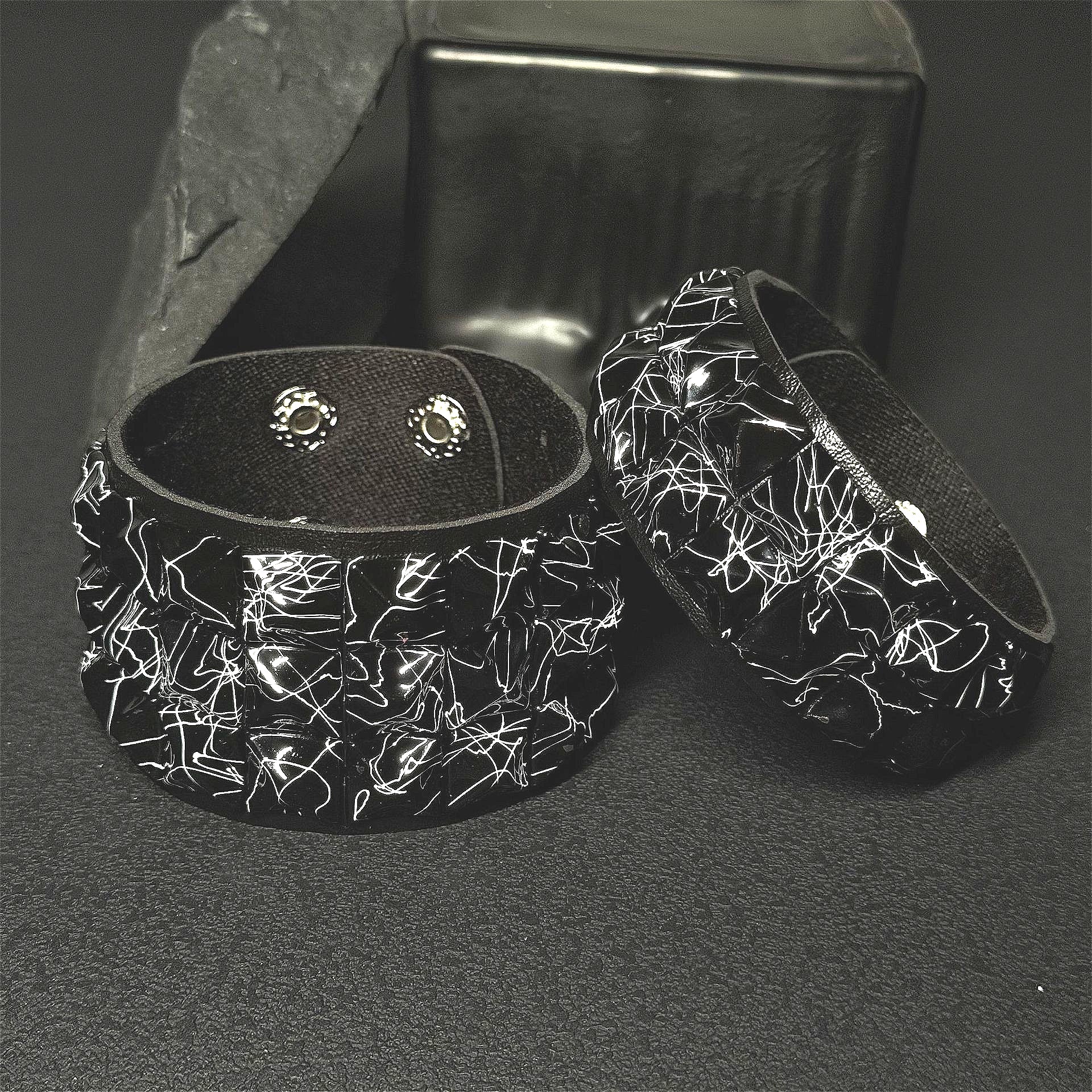 Punk Black & White Square Stud Bracelet