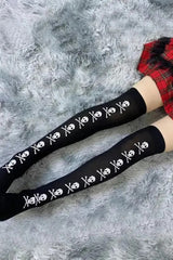 Alternative Gothic Bat Skull Thigh High Tights