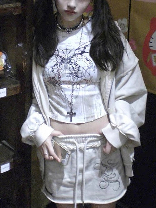 Vintage Y2K Subculture Print Crop Top