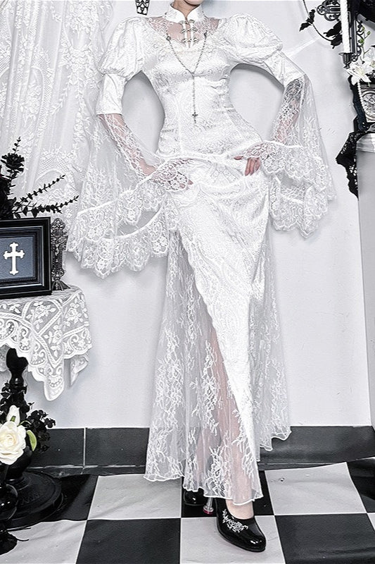 Gothic Lace Jacquard Maxi Dress Main image