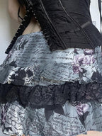 Dark Gothic Lace Bow Low-Rise Mini Skirt