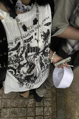 Edgy Printed Textured Knit T-shirt