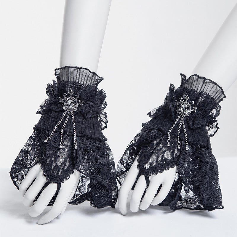 Gothic Lolita Crown Lace Fingerless Gloves Main image