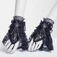 Gothic Lolita Crown Lace Fingerless Gloves