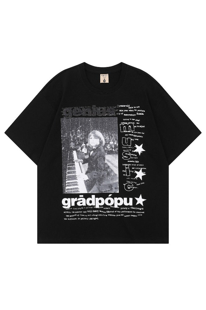 Punk Rock Print Loose Fit T-Shirt Main image