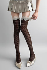 Thin Lace Trim Hollow Long Socks
