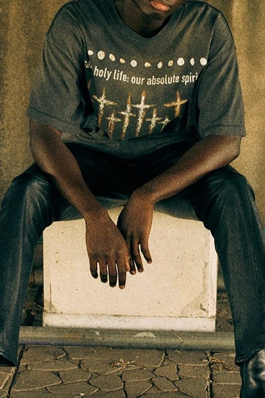 Washed Distressed Logo Graphic Crew Neck T-shirt Main image