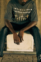 Washed Distressed Logo Graphic Crew Neck T-shirt