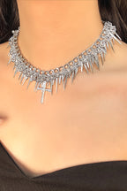 Punk Metal Bead Spliced Tassel Necklace