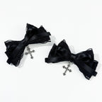 Dark Sweet Cool Lace Cross Bow Hair Accs