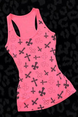 Heart Cross Print Tank Top