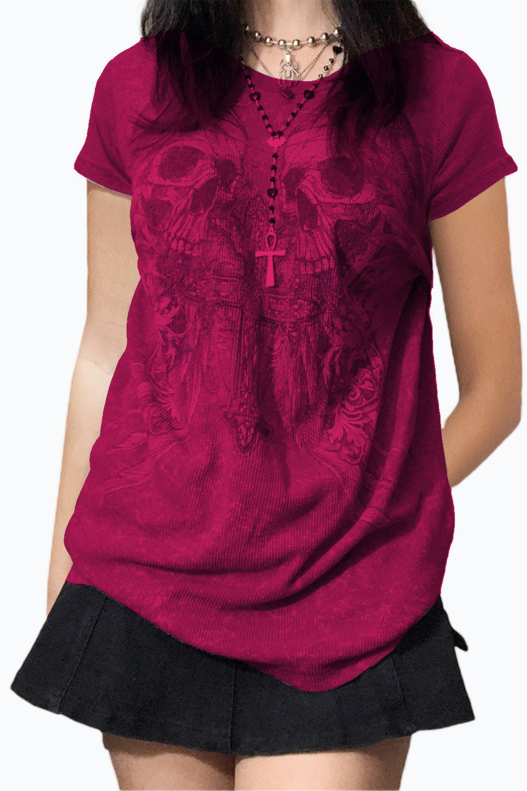 Halloween Skull Print T-Shirt Secondary image