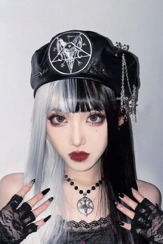 Harajuku Gothic Lolita Leather Y2K Punk Spike Decorative Hat Main image