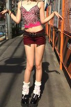 Washed Denim Button Hot Pants