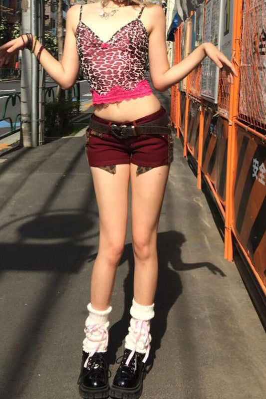 Washed Denim Button Hot Pants