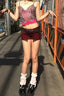 Washed Denim Button Hot Pants