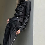 Short Black Fitted Leather Jacket