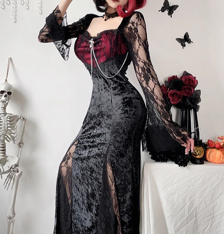 Lace Velvet Punk Midi Dress Secondary image