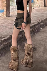 Vintage Army Green Denim Fringe Shorts