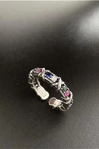 Y2K Colorful Diamond Cross Ring Secondary image