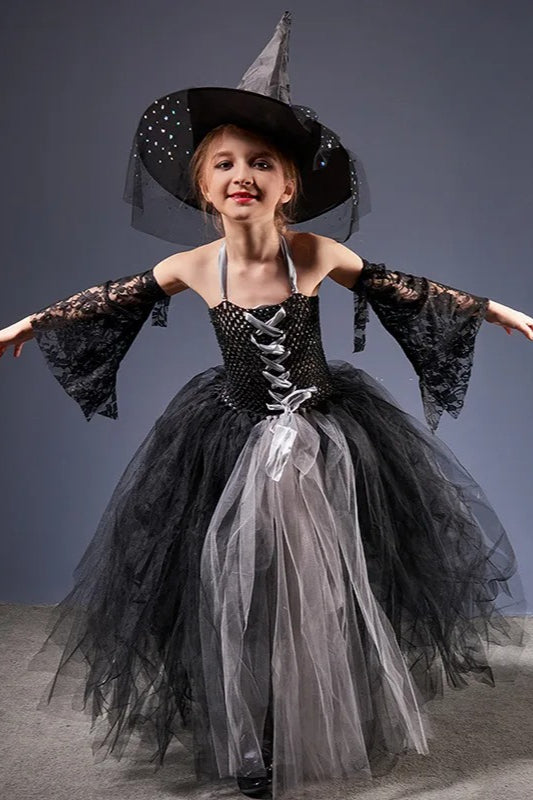 Witch Tulle Maxi Dress Kid Halloween Costume Secondary image