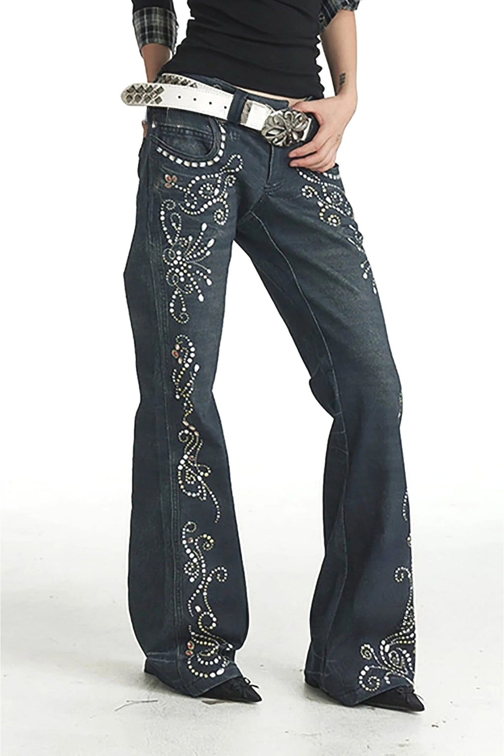 Y2K Gem Totem Print Denim Pants