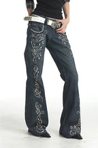 Y2K Gem Totem Print Denim Pants