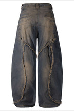 Gothic Frayed Tassel Distressed Straight Leg Pants