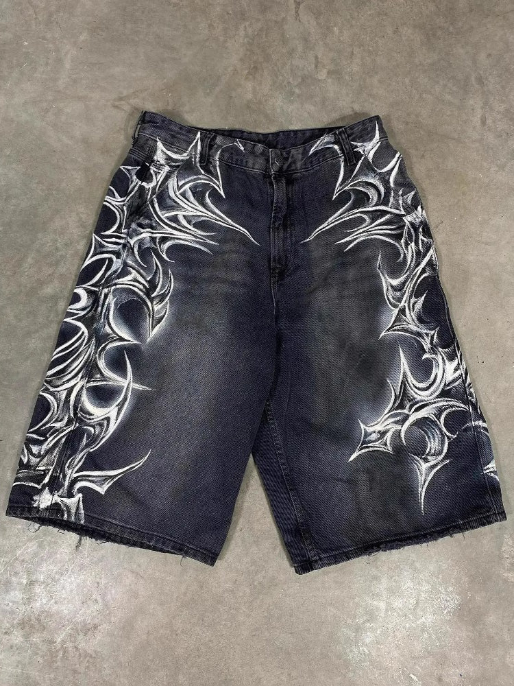 Vintage Gothic Graphic Denim Shorts Secondary image