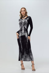 Skeleton Print Halloween Maxi Dress
