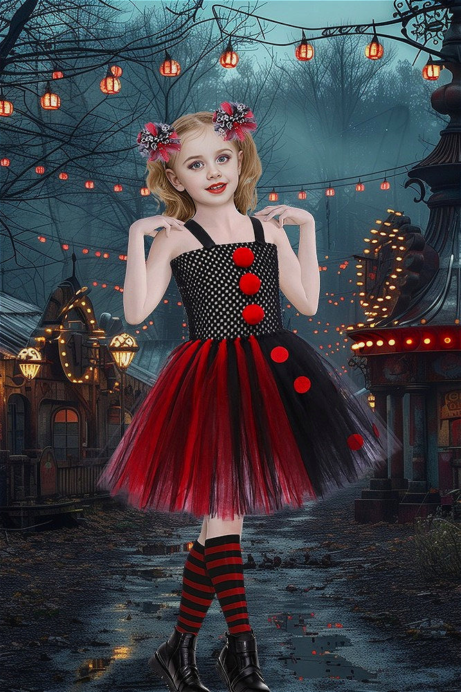 Red Clown Dress Kid Halloween Costume Secondary image